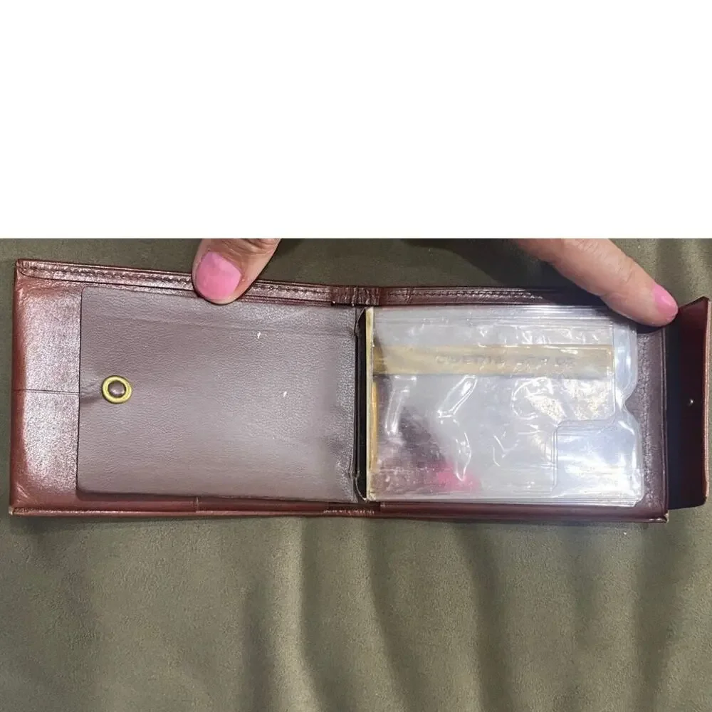 Vintage1950s Rolfs Brown Leather Wallet India Calf Bifold Insert 1958 Calendar